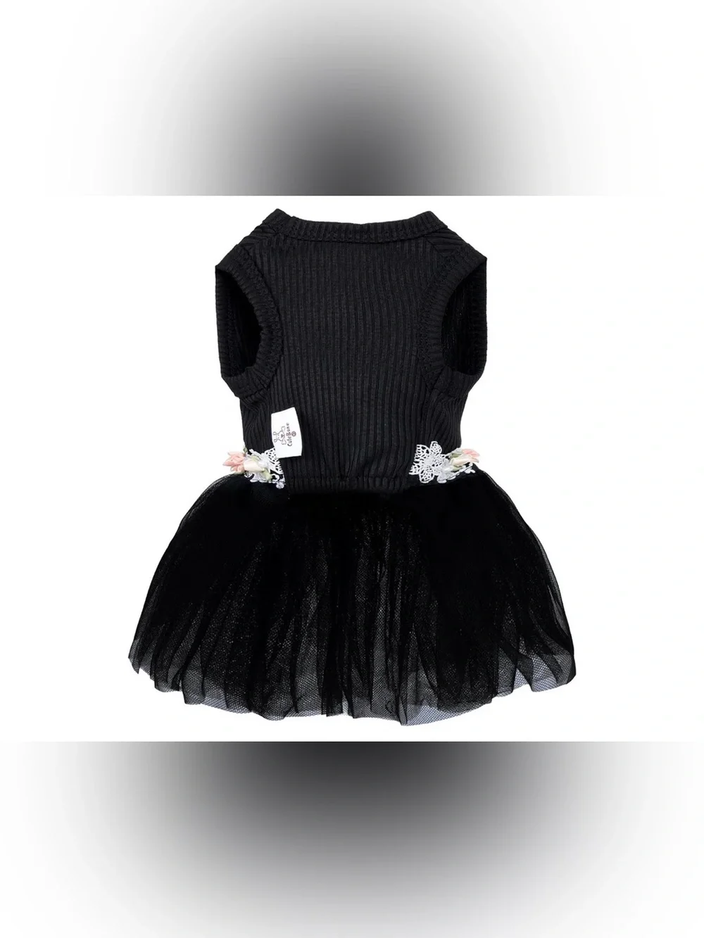 Black Tulle Flower Belt Costume Dress for pets
